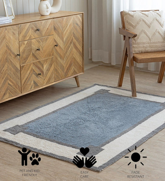 Harbor Blue Hand Tufted rug - texture close-up