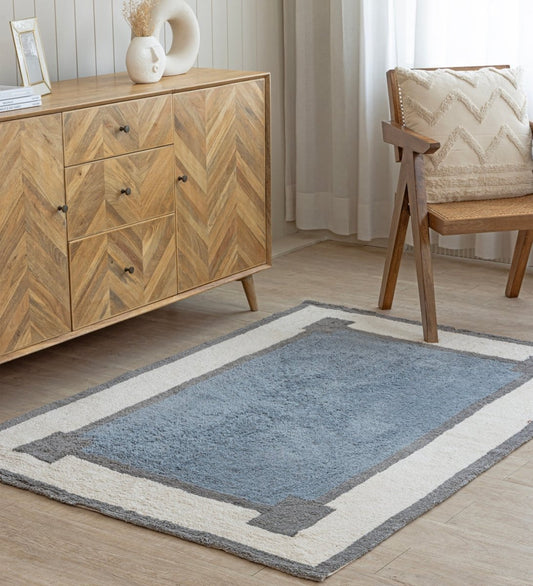Harbor Blue Hand Tufted rug - alternate angle