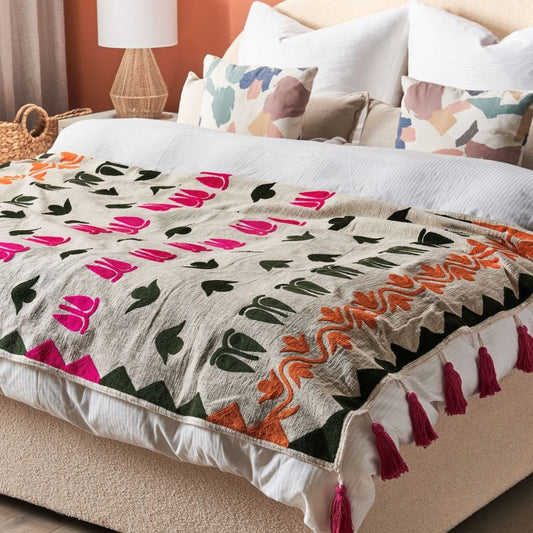 ILEN - Decorative Embroidery Throw Blanket