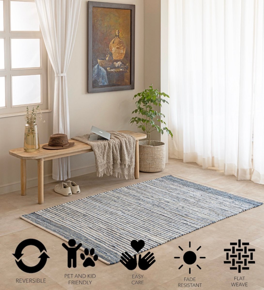 Indigo Denim Chindi Hand Woven Rug