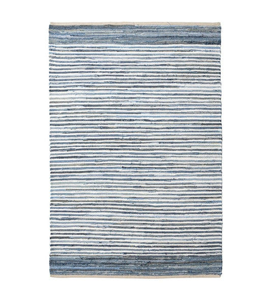 Indigo Denim Chindi Hand Woven rug - alternate angle