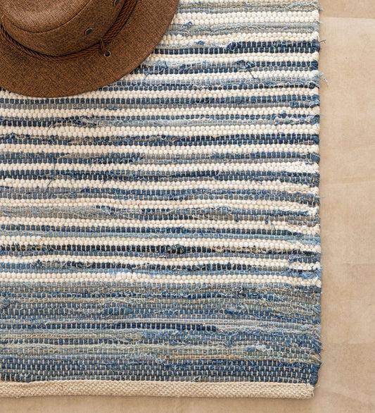 Indigo Denim Chindi Hand Woven hand-woven cotton area rug - main product view