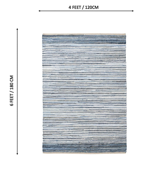Indigo Denim Chindi Hand Woven rug - back view