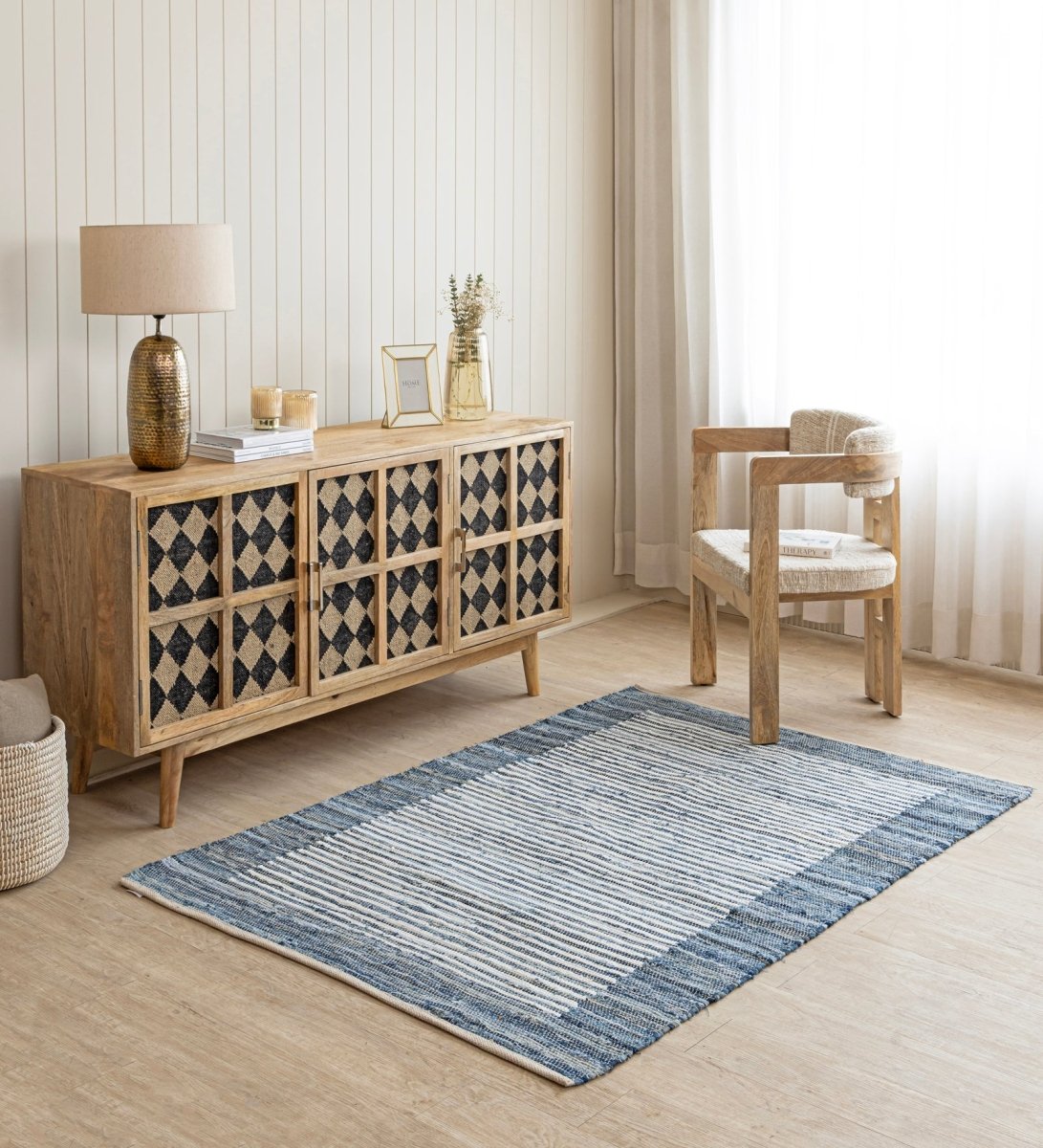 Indigo Patchwork Hand Woven Chindi Rug