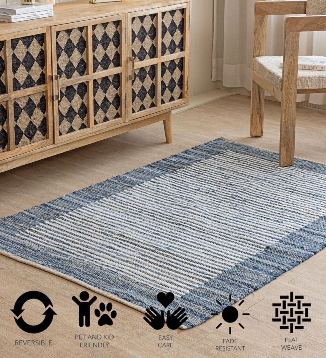 Indigo Patchwork Hand Woven Chindi Rug