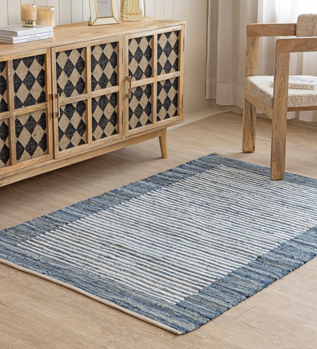 Indigo Patchwork Hand Woven Chindi Rug