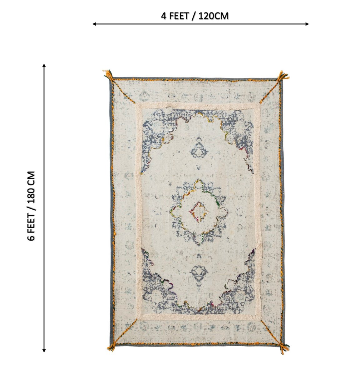 Ivory Vintage Medallion rug - back view