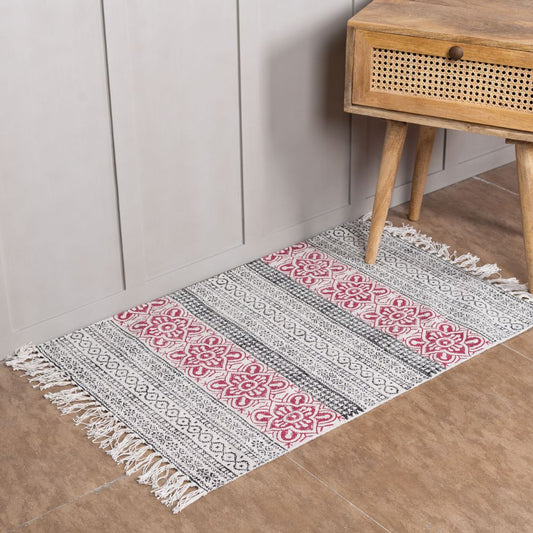 KANSU- HAND BLOCK PRINTED COTTON  RUG