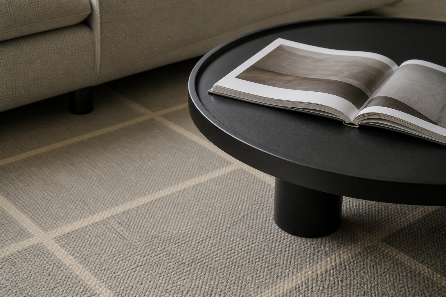 Close-up of Ash Grid windowpane weave — Rug Ritual