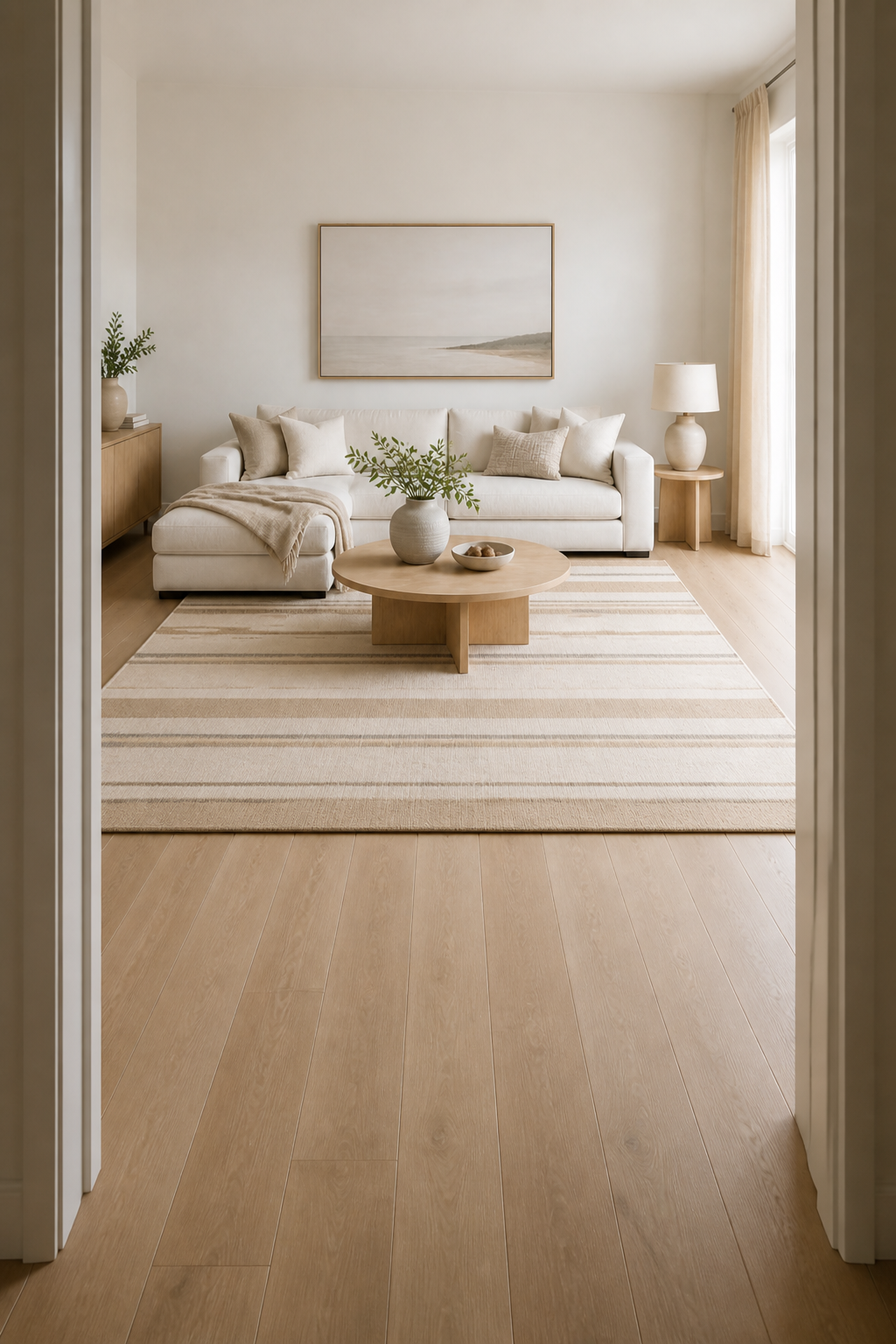 Ivory Field rug seen from a doorway — Rug Ritual