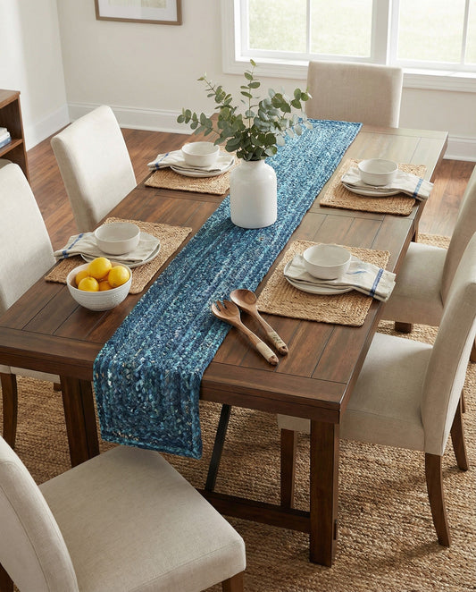 Handmade Braided Chindi Table Runner Rug