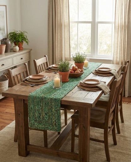 Handmade Braided Chindi Table Runner Rug