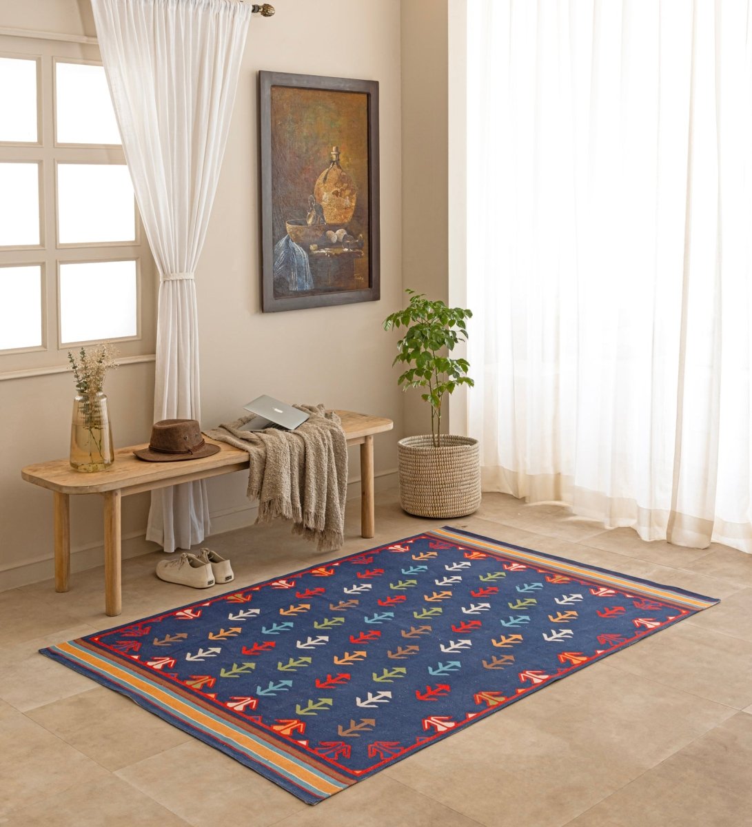 Midnight Nomad Arrow rug - styled room view