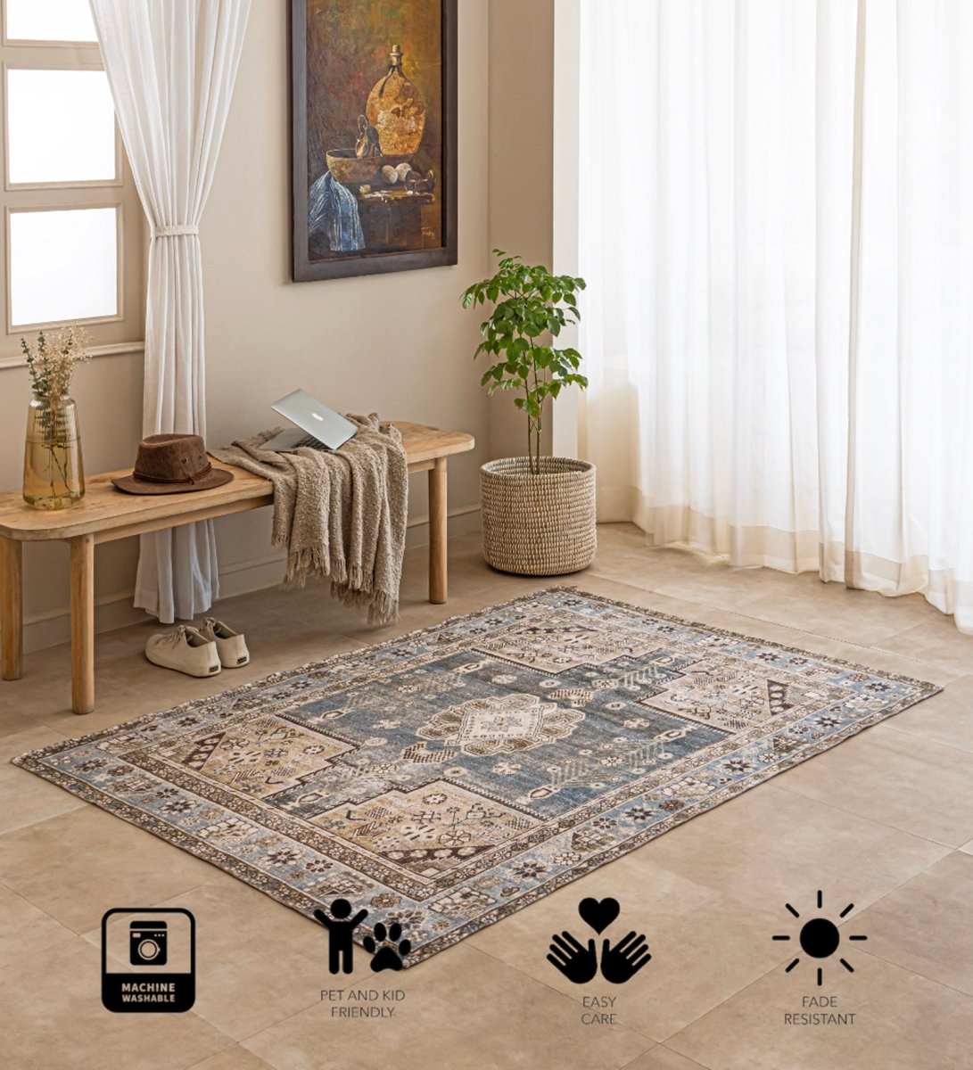 Mist Blue Heritage Medallion Rug