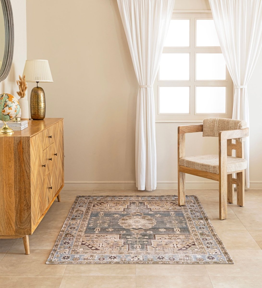 Mist Blue Heritage Medallion Rug