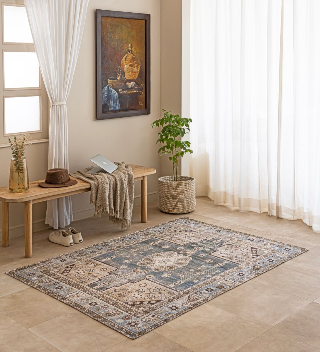 Mist Blue Heritage Medallion Rug