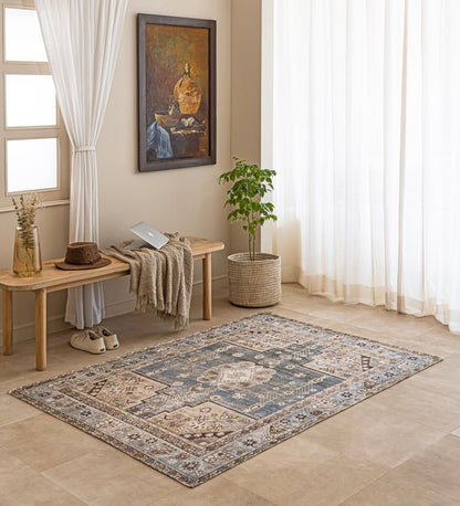 Mist Blue Heritage Medallion rug - back view