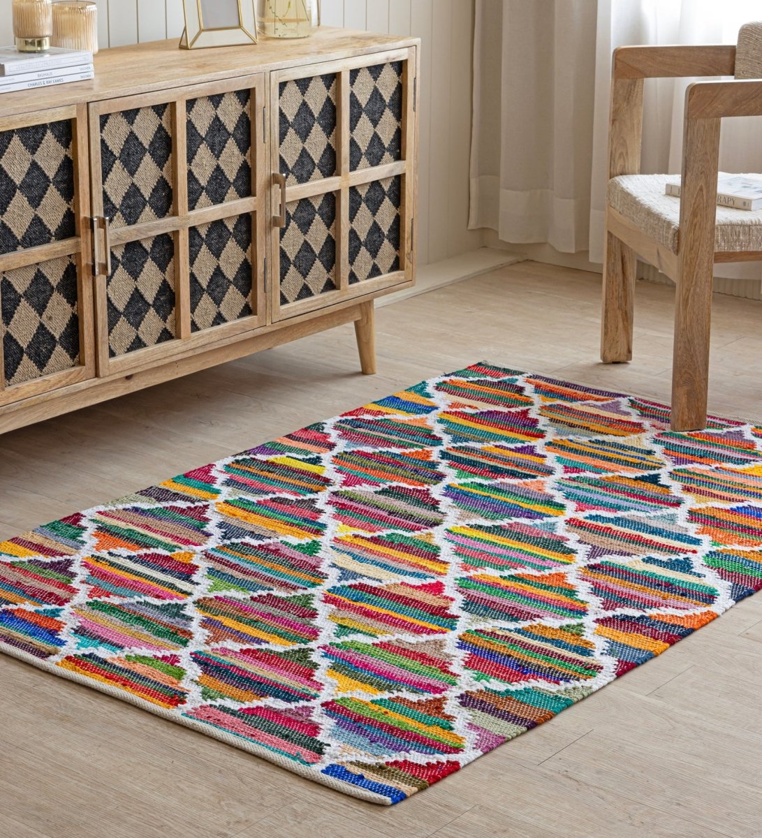 Mosaic Patchwork Hand Woven Recycled Cotton Chindi Rug