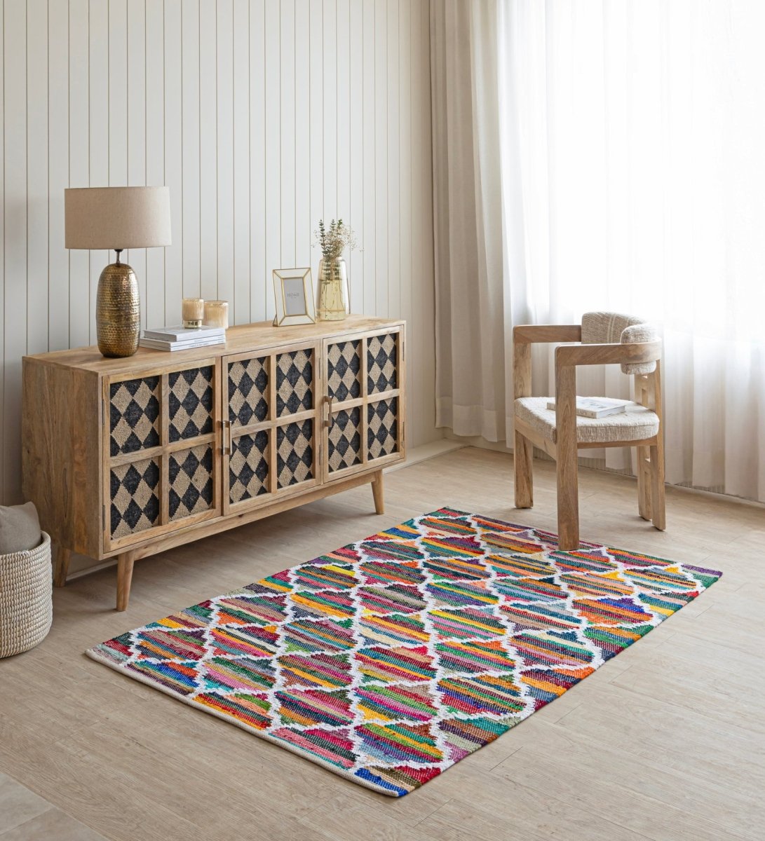 Mosaic Patchwork Hand Woven Recycled Cotton Chindi Rug