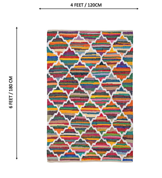 Mosaic Patchwork Hand Woven Recycled Cotton Chindi rug - back view