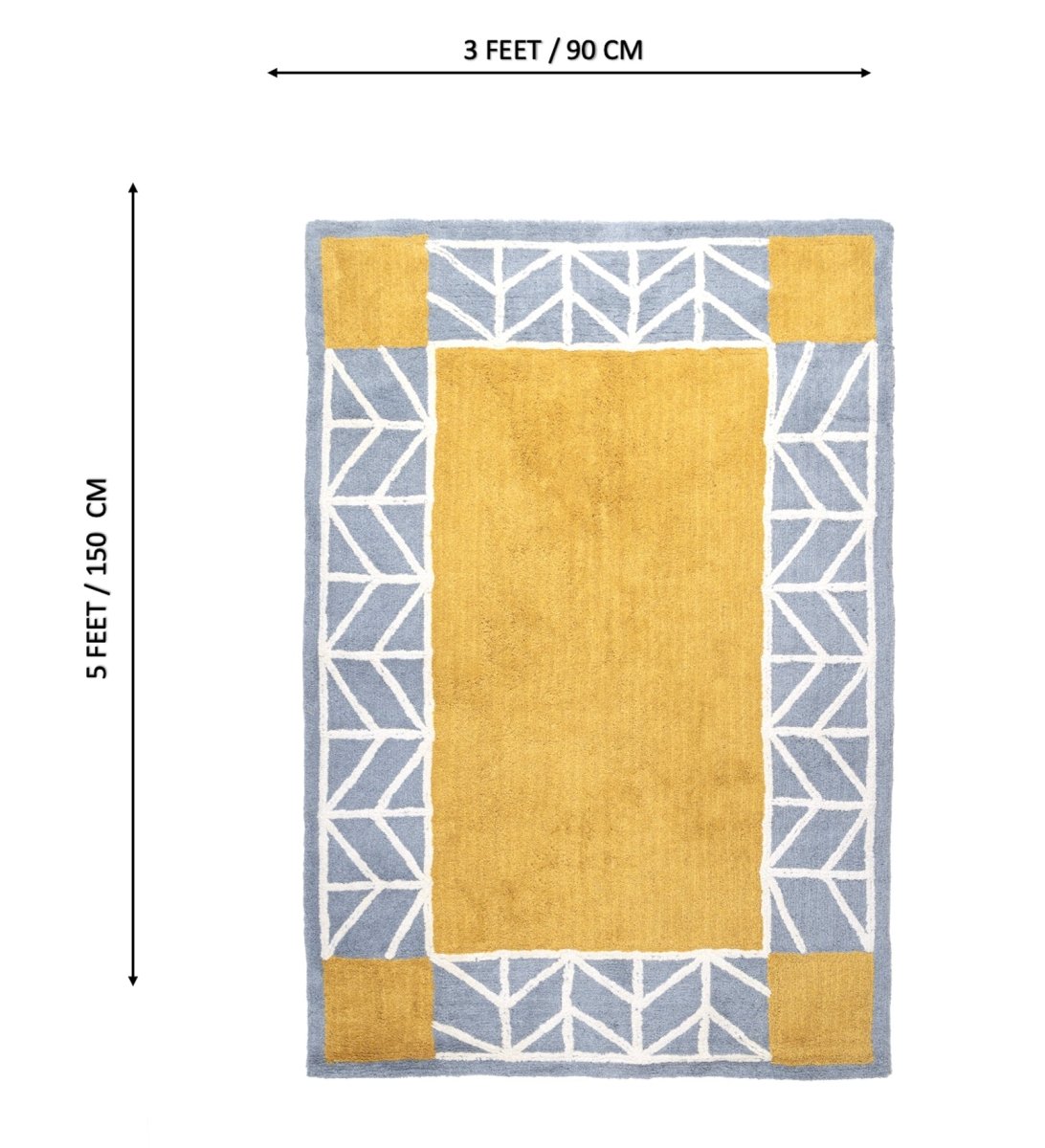 Mustard Geo Border Hand Tufted rug - alternate angle