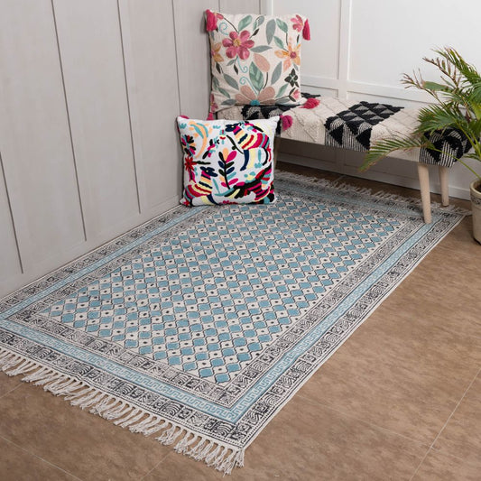NAKUS - Hand Block Printed Cotton Rug