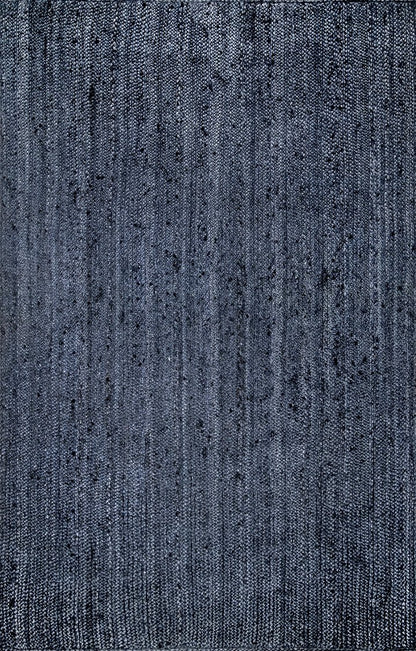 Navy hand-braided jute area rug - main product view