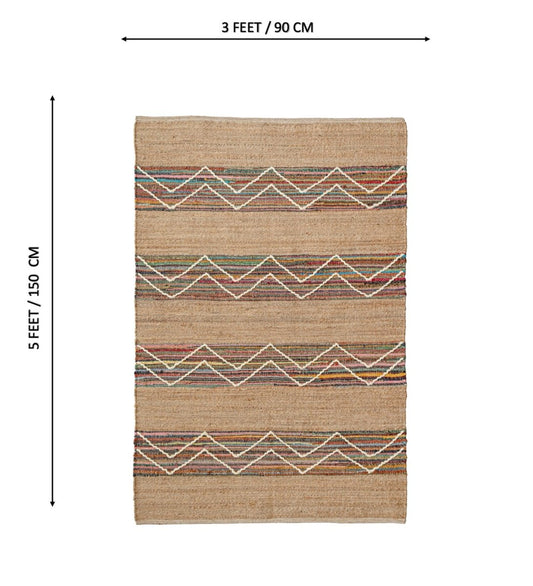 Nomad Chevron Hand Woven Jute &amp; Recycled Cotton rug - back view