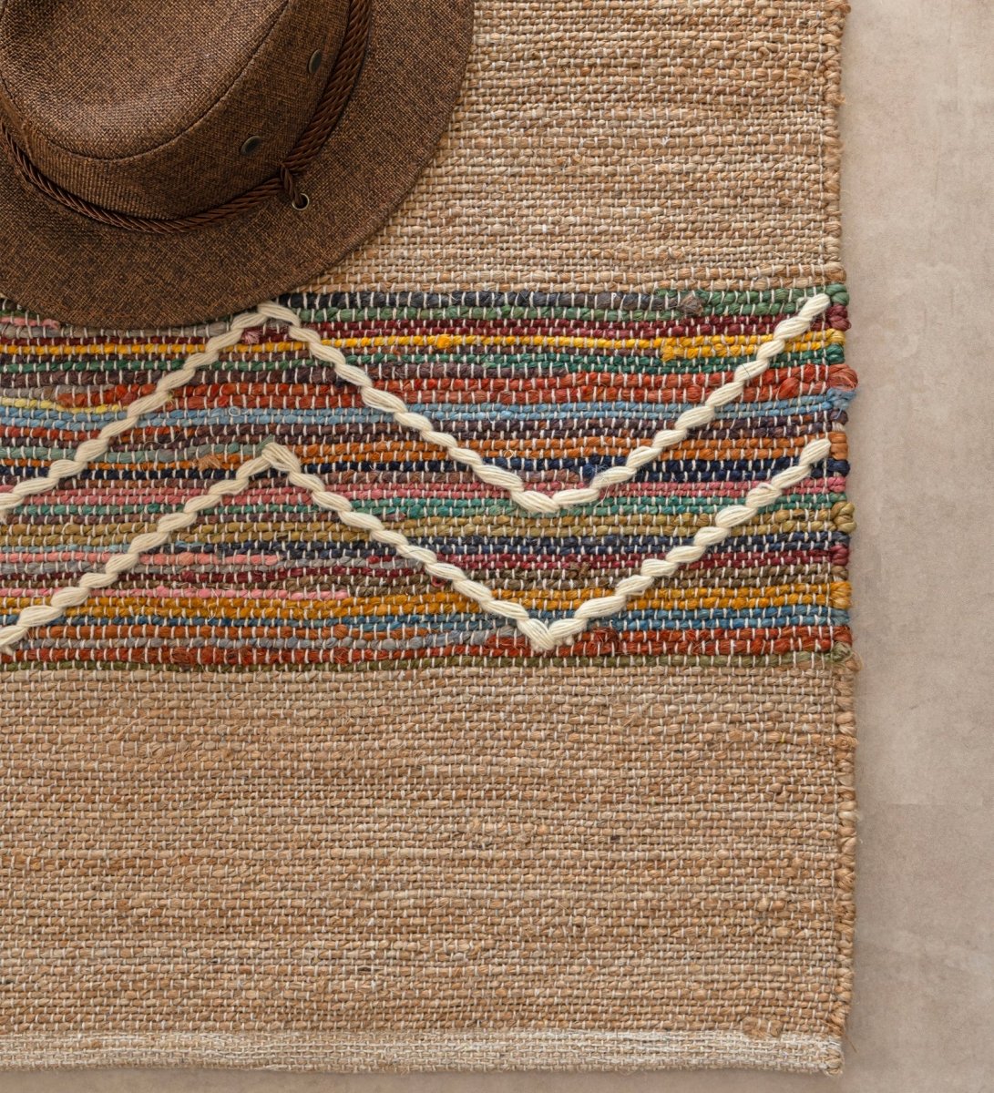 Nomad Chevron Hand Woven Jute &amp; Recycled Cotton Rug