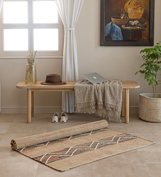 Nomad Chevron Hand Woven Jute &amp; Recycled Cotton rug - texture close-up