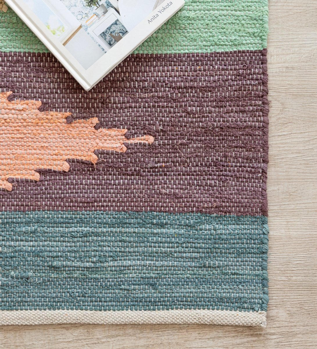 Pastel Navajo Hand Woven Cotton Dhurrie Rug