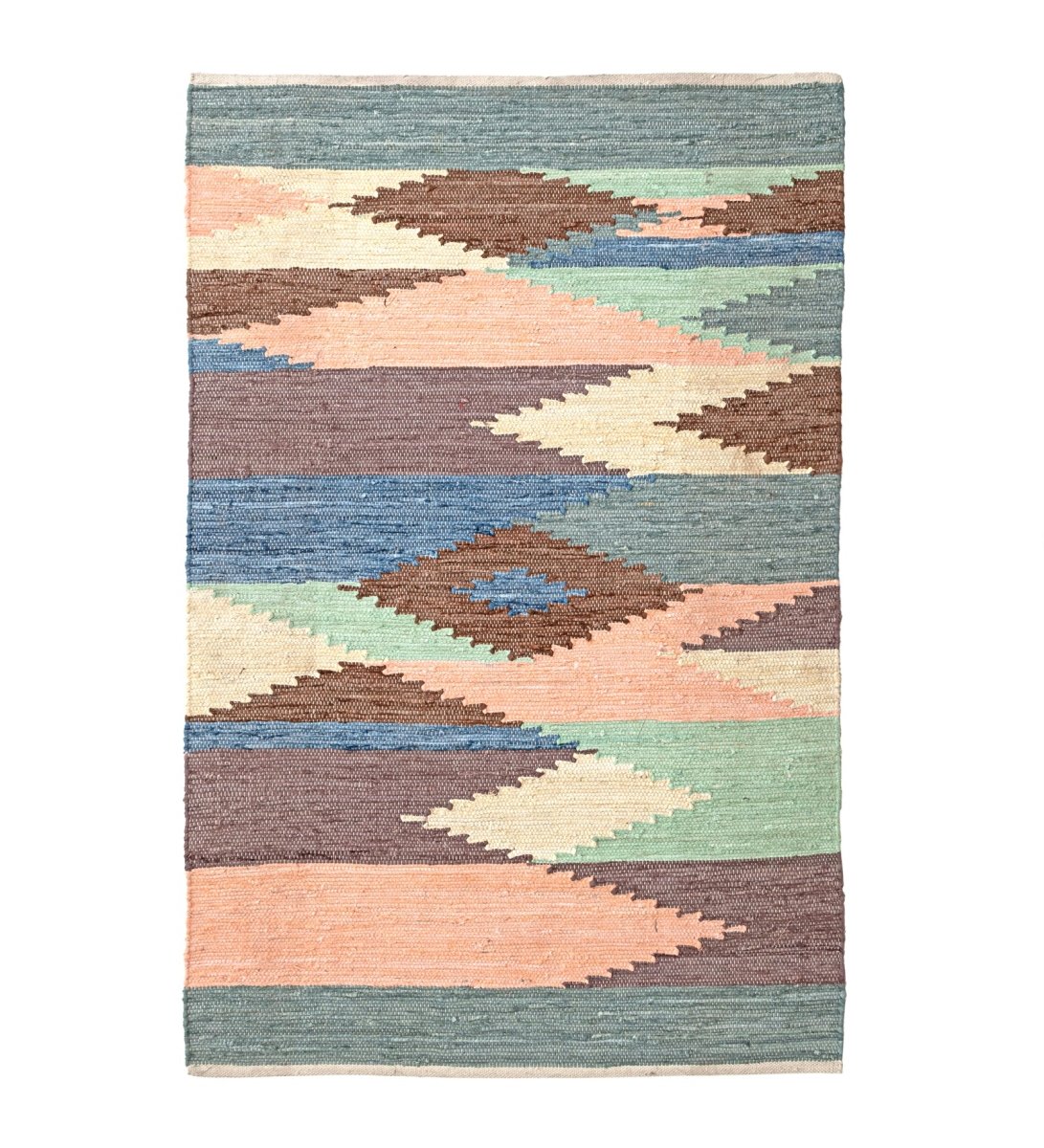 Pastel Navajo Hand Woven Cotton Dhurrie Rug