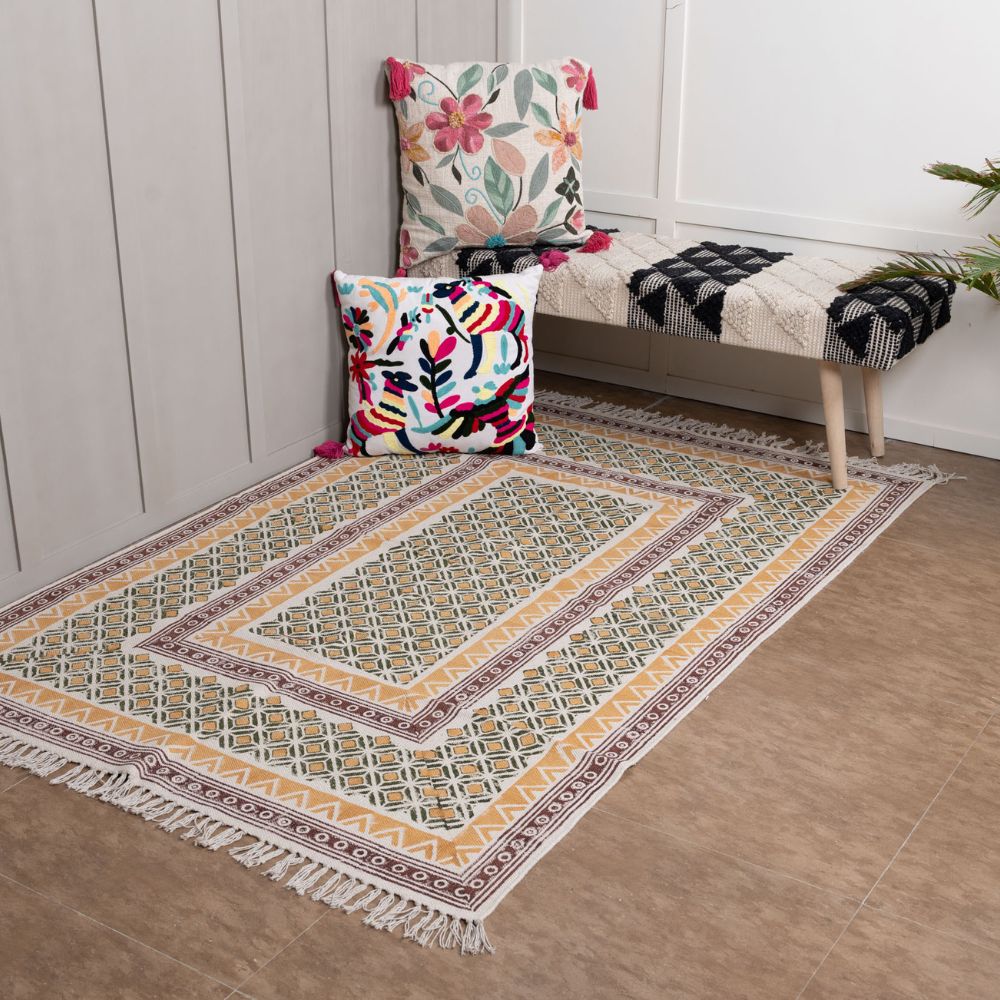 PIRLI - Hand Block Printed Cotton Rug