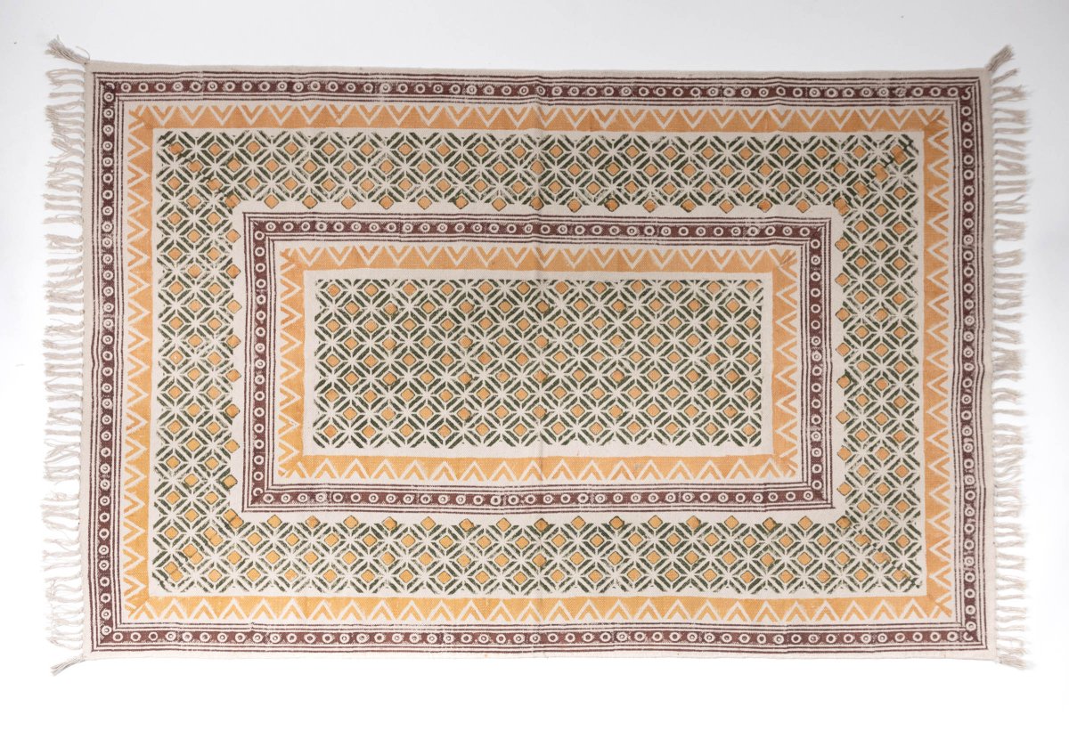 PIRLI - Hand Block Printed Cotton Rug