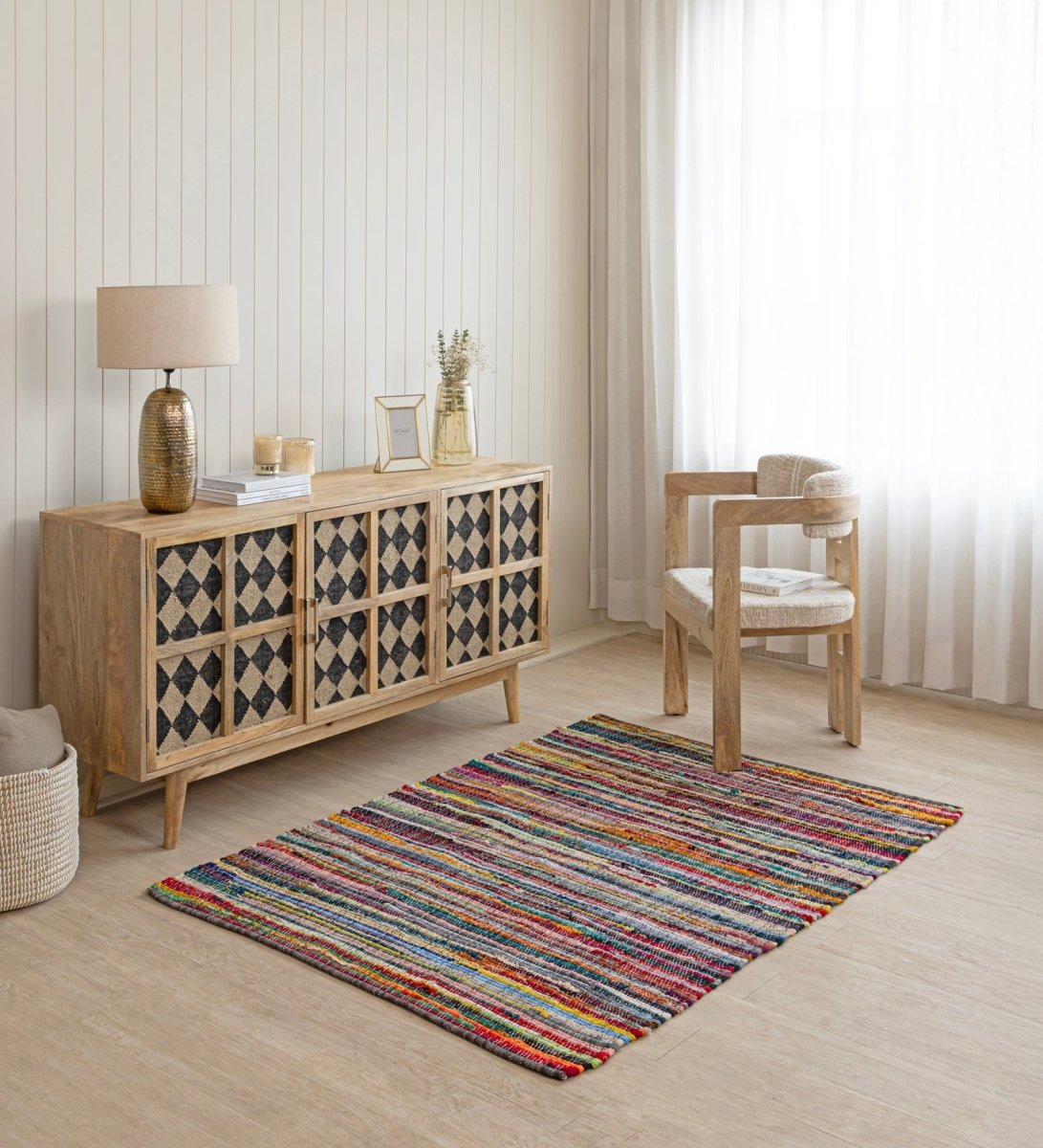 Rainbow Rag Hand Woven Recycled Cotton Chindi Rug