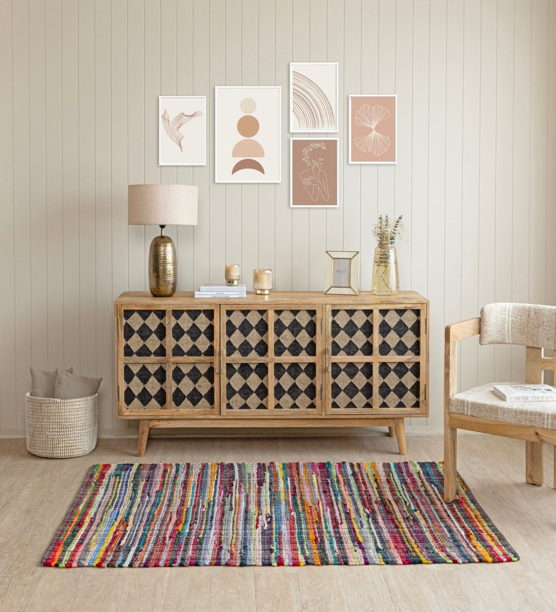 Rainbow Rag Hand Woven Recycled Cotton Chindi Rug