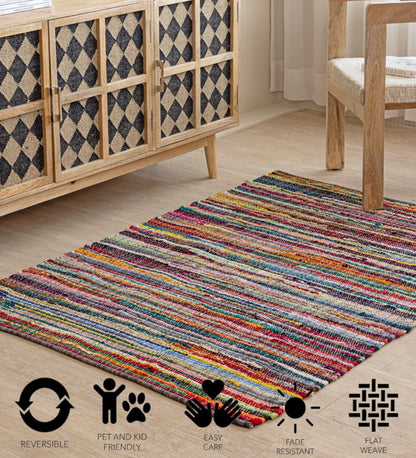 Rainbow Rag Hand Woven Recycled Cotton Chindi hand-woven cotton area rug - main product view