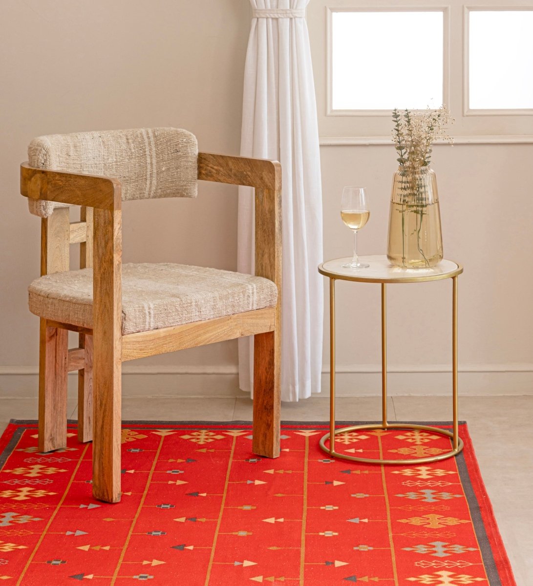 Red Oasis Tribal rug - alternate angle