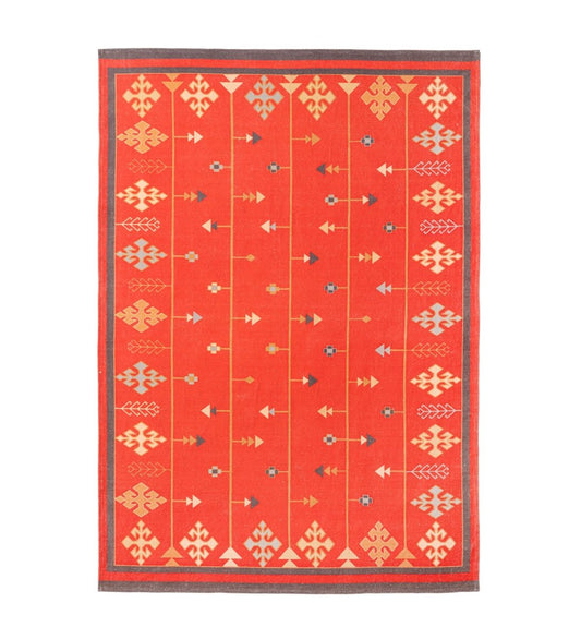 Red Oasis Tribal rug - styled room view