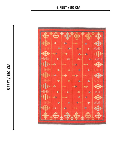 Red Oasis Tribal rug - size reference view