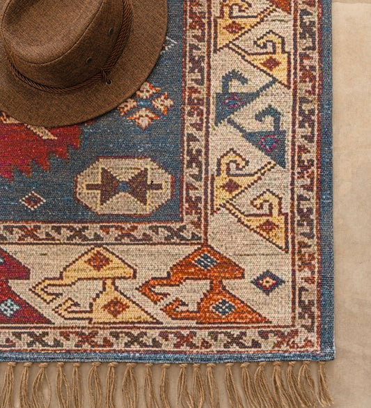 Royal Nomad Medallion handcrafted cotton area rug - main product view