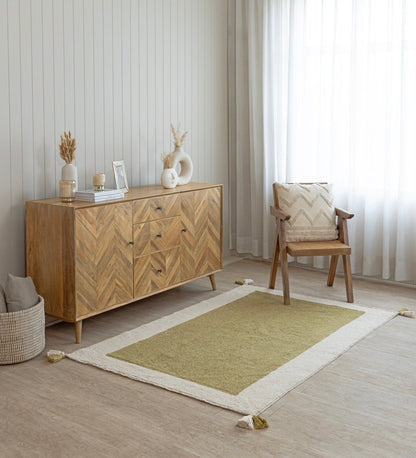 Sage Border Hand Tufted rug - alternate angle