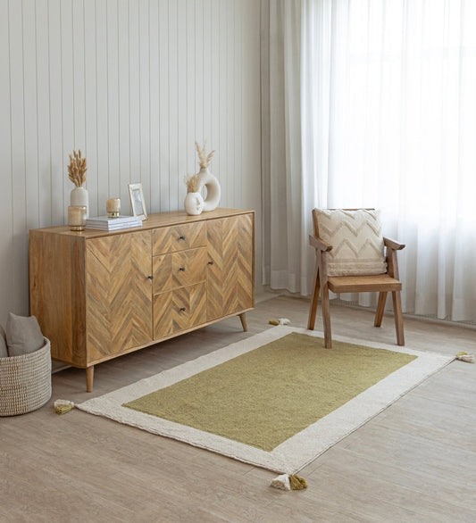Sage Border Hand Tufted rug - alternate angle