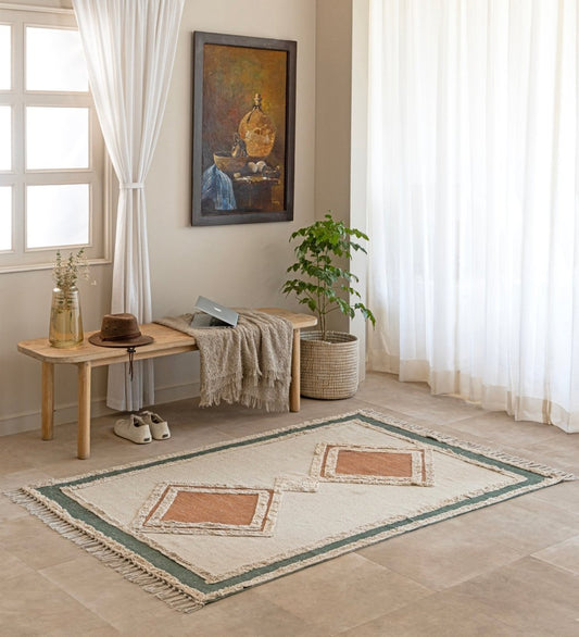 Sage Terra Diamond Tufted rug - texture close-up