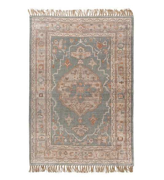 Sage Vintage Medallion Digital Printed Rug rug - styled room view