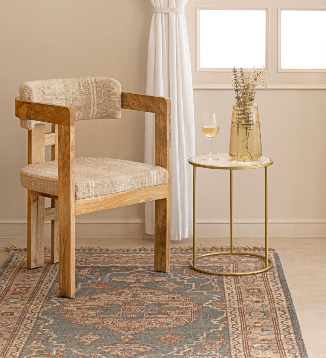 Sage Vintage Medallion Digital Printed Rug