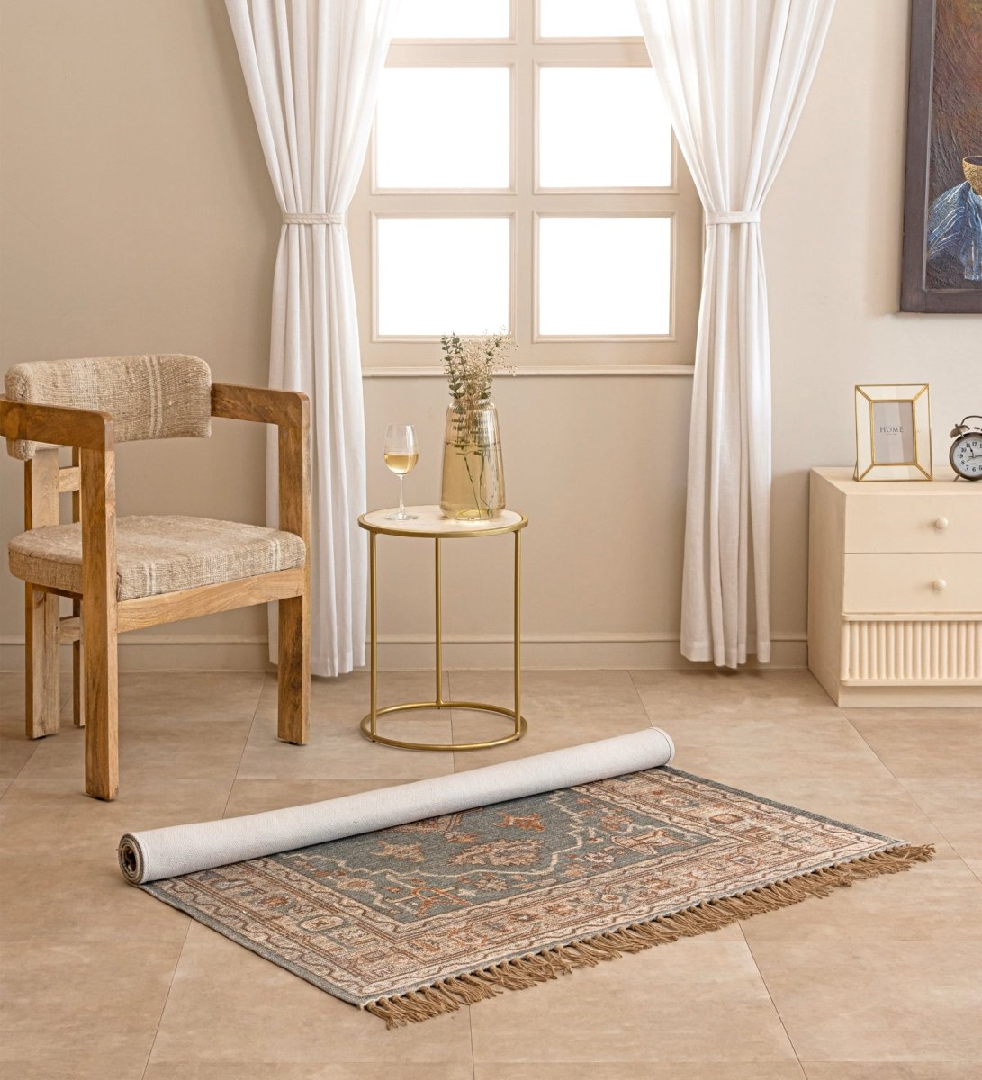 Sage Vintage Medallion Digital Printed Rug
