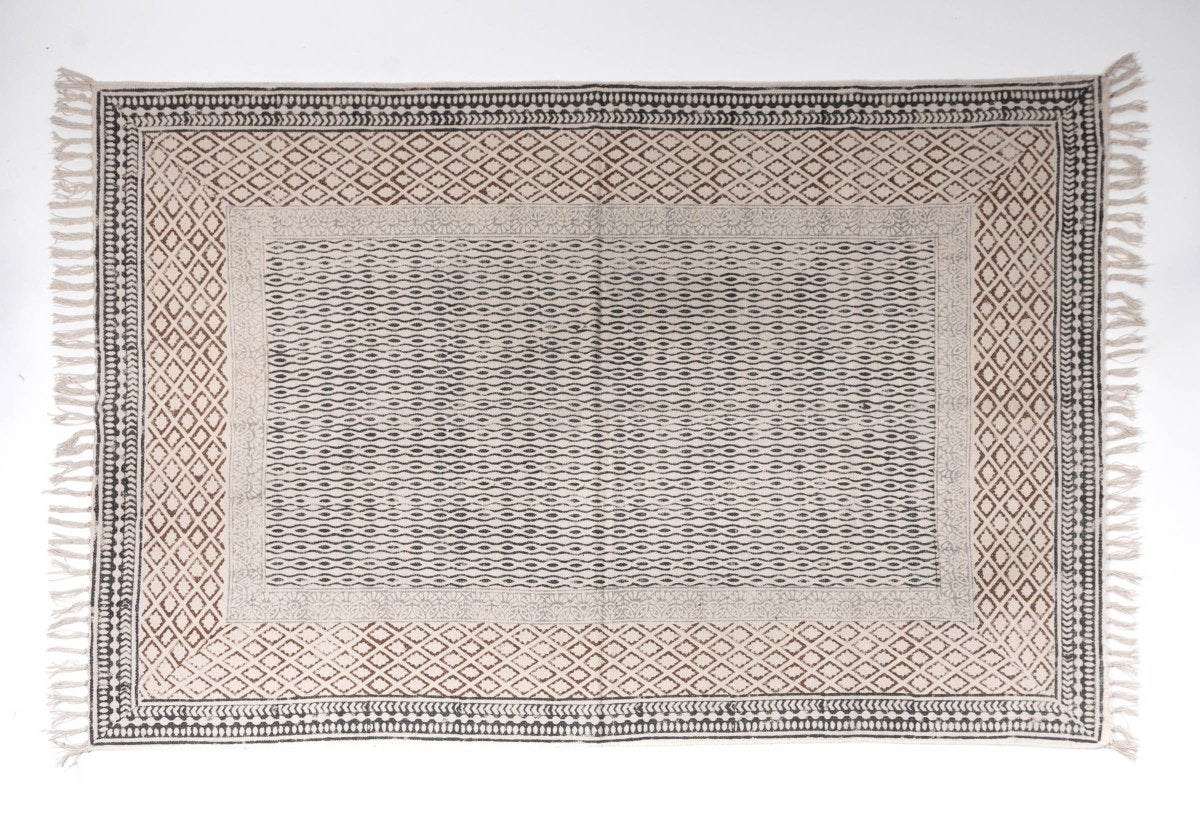 SANAK - Hand Block Printed Cotton Rug