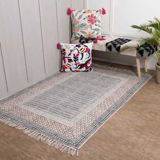 SANAK - Hand Block Printed Cotton Rug