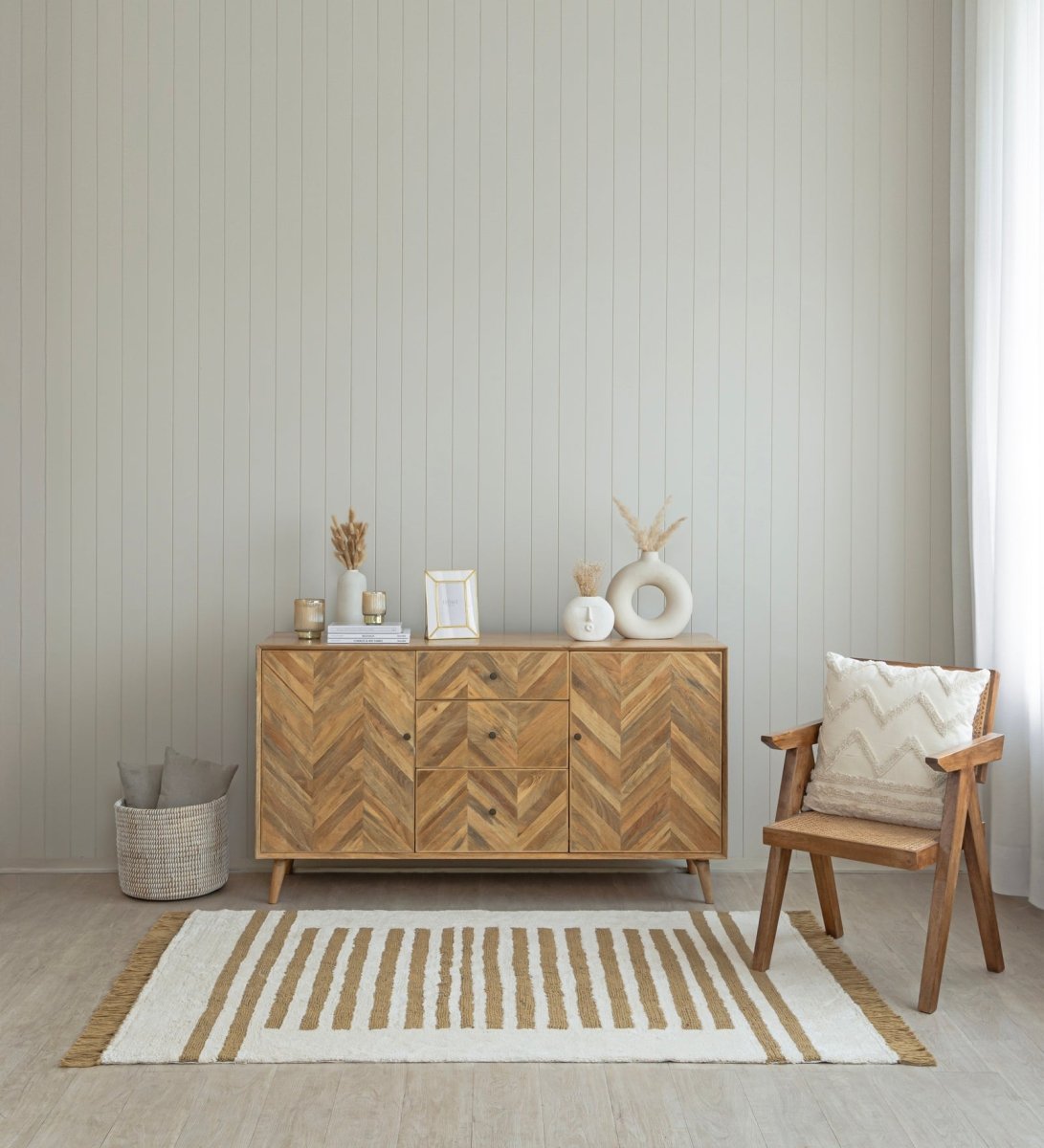 Sand Stripe Hand Tufted hand-tufted cotton area rug - main product view